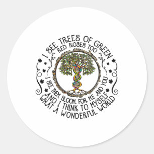 I See Trees Green Roses Colourful Dna Earth Day Classic Round Sticker