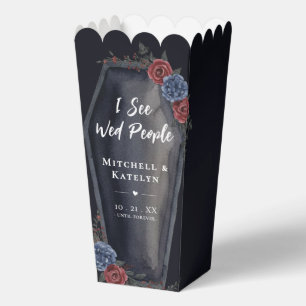 I See Wed People Coffin Floral Gothic Wedding Favor Box