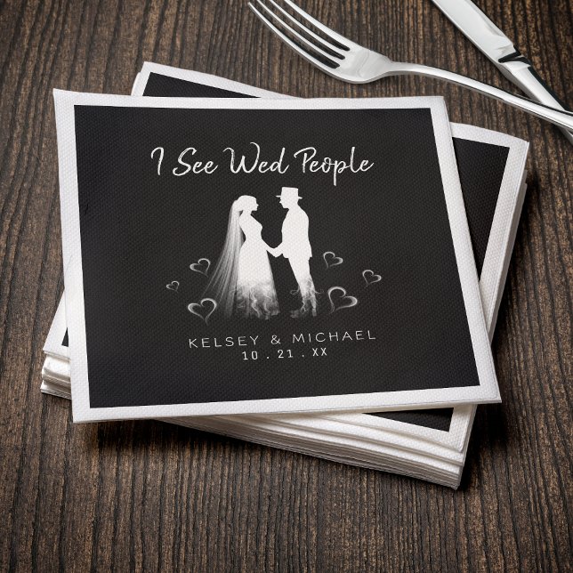 I See Wed People Gothic Ghost Halloween Wedding Napkin (Creator Uploaded)