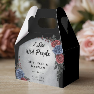 I See Wed People Headstone Floral Gothic Wedding Favor Box