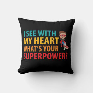 I See With My Heart Boy - Blindness Braille Throw Pillow