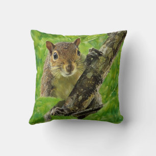 I See You Cute Squirrel Throw Pillow
