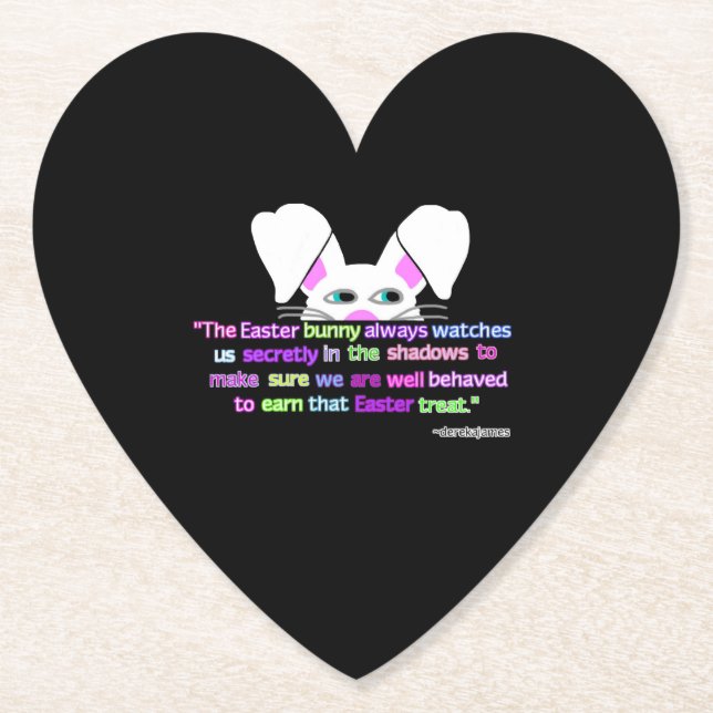 I See You, Easter Bunny Heart Paper Coaster (Front)