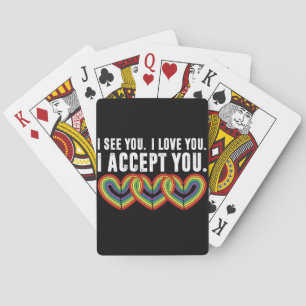 I See You I Love U I Accept You Rainbow LGBTQ Playing Cards