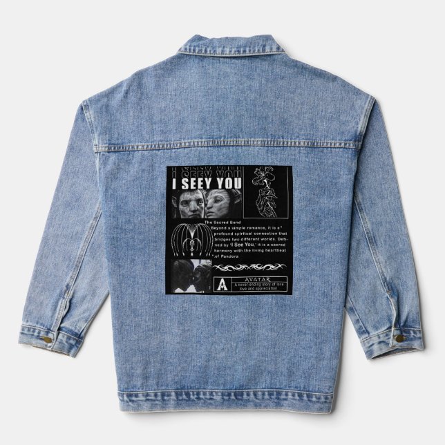 I See You" Soul Connection Art - Minimalist Black  Denim Jacket (Back)