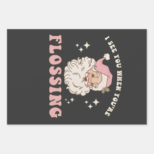 I See You When You’re Flossing Christmas Dental Wrapping Paper Sheet