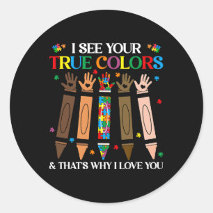 I See Your True Colours Autism Black History Melan Classic Round Sticker