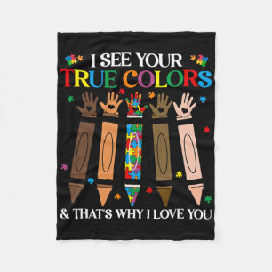 I See Your True Colours Autism Black History Melan Fleece Blanket