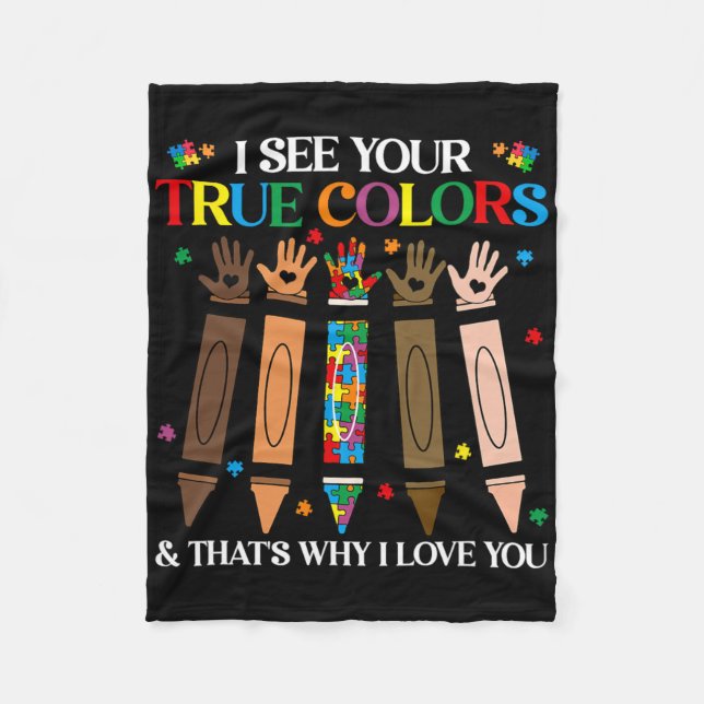 I See Your True Colours Autism Black History Melan Fleece Blanket (Front)