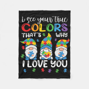 I See Your True Colours Gnomes Autism Awareness Sp Fleece Blanket