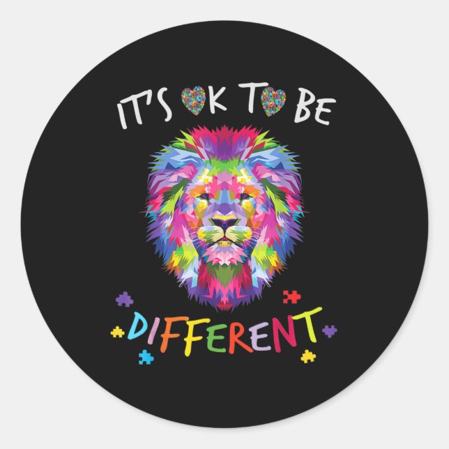 I See Your True Colours  Lion Autism Awareness Day Classic Round Sticker (Front)