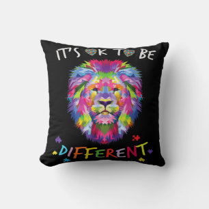 I See Your True Colours Lion Autism Awareness Day Throw Pillow