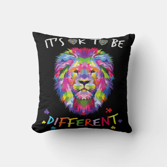 I See Your True Colours  Lion Autism Awareness Day Throw Pillow (Front)