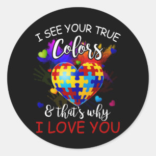 I See Your True Colours Puzzle World Autism Awaren Classic Round Sticker