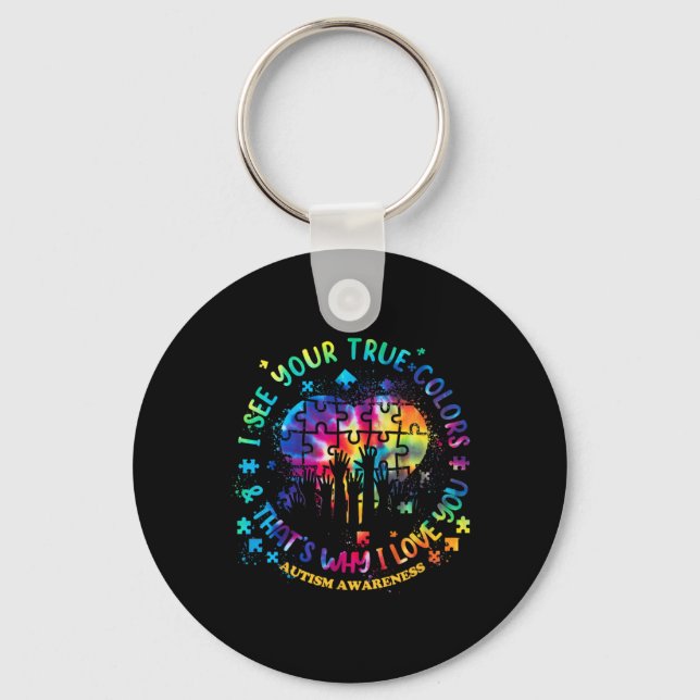 I See Your True Colours Puzzle World Autism Awaren Keychain (Front)