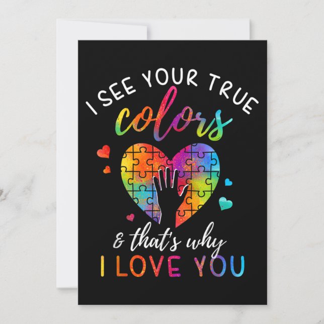 I See Your True Colours, Puzzle World Autism Invitation (Front)