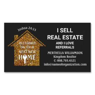 I Sell Real Estate Love Referrals Glitter Realtor  Magnetic Business Card
