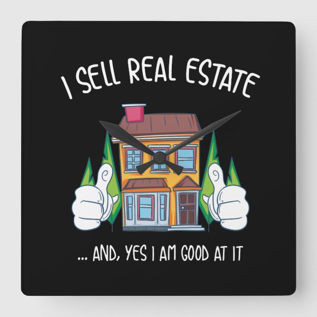 I Sell Real Estate Square Wall Clock (Front)