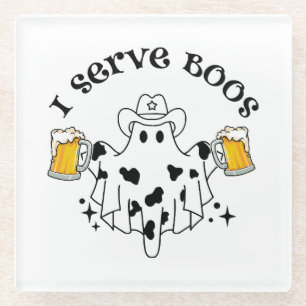 I serve Boos! Bartender spooky Glass Coaster
