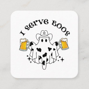 I serve Boos! Bartender spooky  Square Business Card