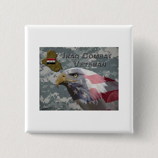 I Served - Irag Combat Veteran 2 Inch Square Button (Front)