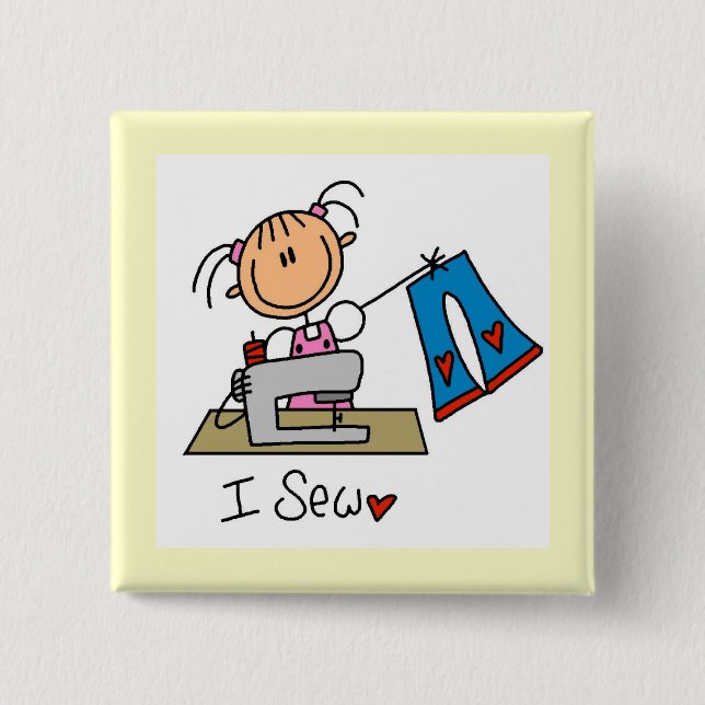 I Sew 2 Inch Square Button (Front)