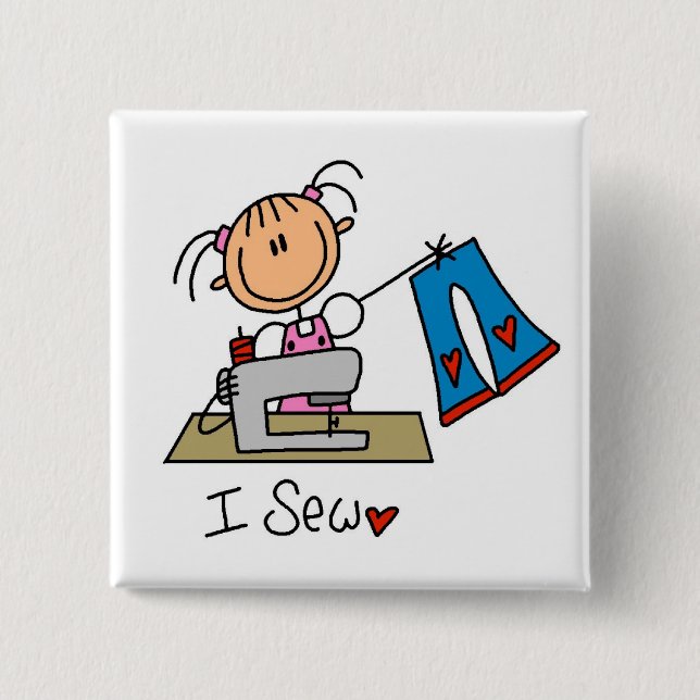 I Sew 2 Inch Square Button (Front)