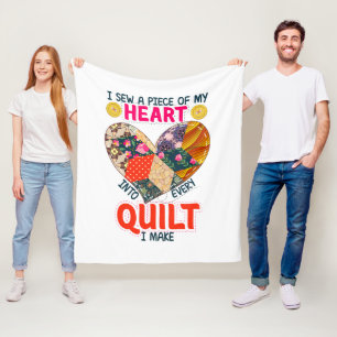 I Sew a Piece of My Heart Quilting Fleece Blanket