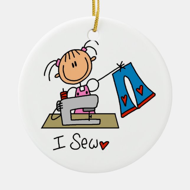 I Sew Ceramic Ornament (Front)