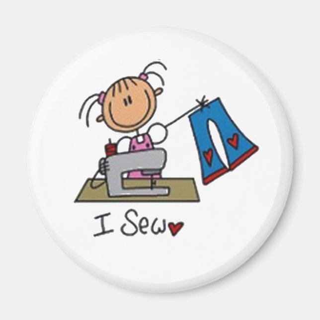 I Sew Stick Figure Magnet (Front)