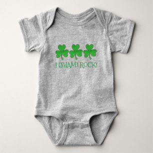 I (Sham) Rock Lucky Irish Green Shamrock Clover Baby Bodysuit