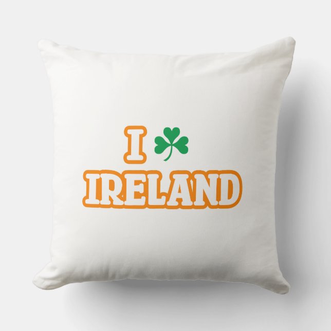 "I [SHAMROCK] IRELAND" Throw Pillow (Front)