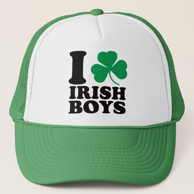 I Shamrock Irish Boys Trucker Hat (Front)