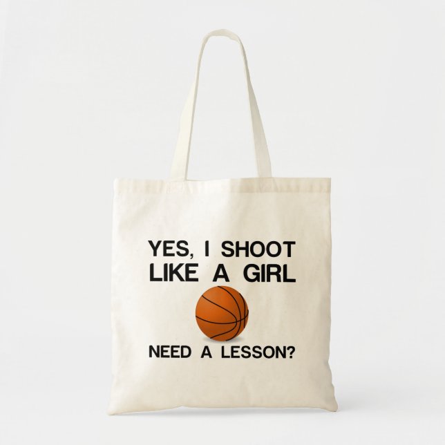 I SHOOT LIKE A GIRL BASKETBALL TOTE BAG (Front)