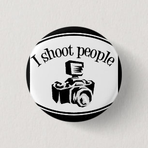 I Shoot People Retro Photographer's Camera B&W 1 Inch Round Button