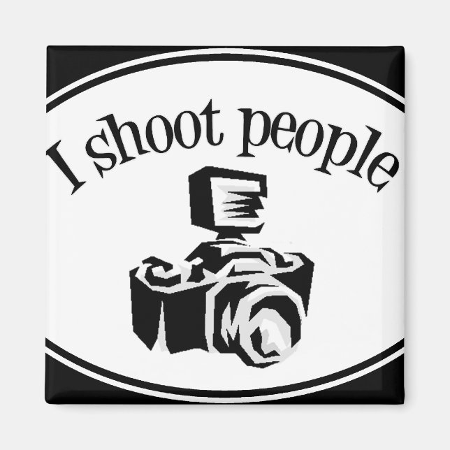 I Shoot People Retro Photographer's Camera B&W Magnet (Front)