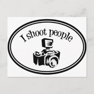 I Shoot People Retro Photographer's Camera B&W Postcard