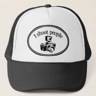 I Shoot People Retro Photographer's Camera B&W Trucker Hat