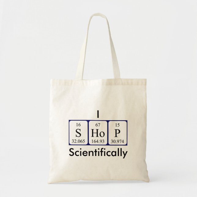 I Shop scientifically periodic table word tote bag (Front)