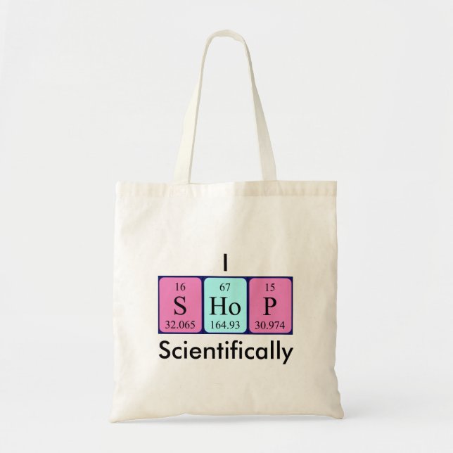 I Shop scientifically periodic table word tote bag (Front)