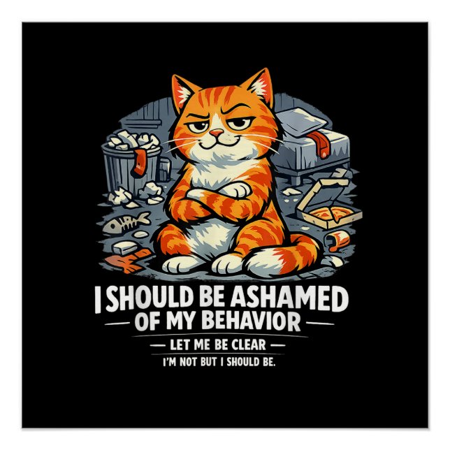 I Should Be Ashamed of My Behaviour Funny Quote Poster (Front)