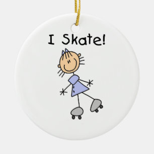 I Skate - Girl Roller Skater Ceramic Ornament