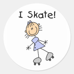 I Skate - Girl Roller Skater Classic Round Sticker