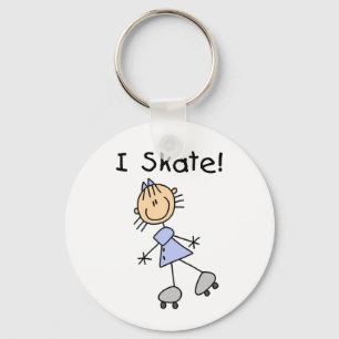 I Skate Girl Roller Skater Keychain