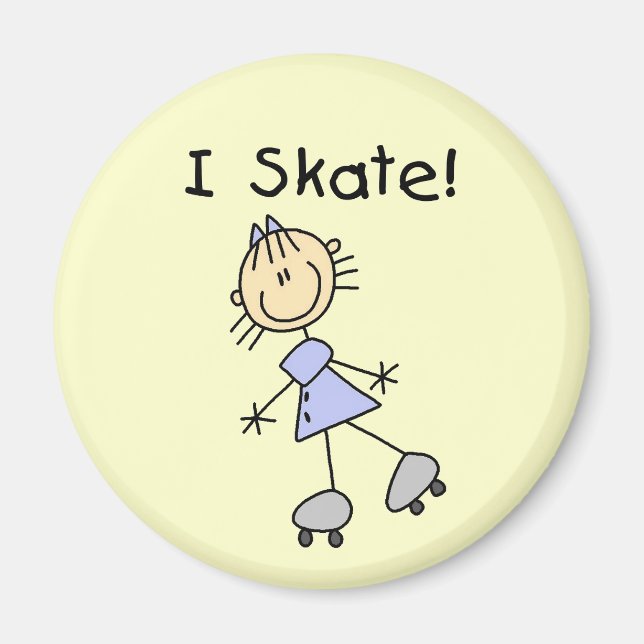 I Skate - Girl Roller Skater Magnet (Front)