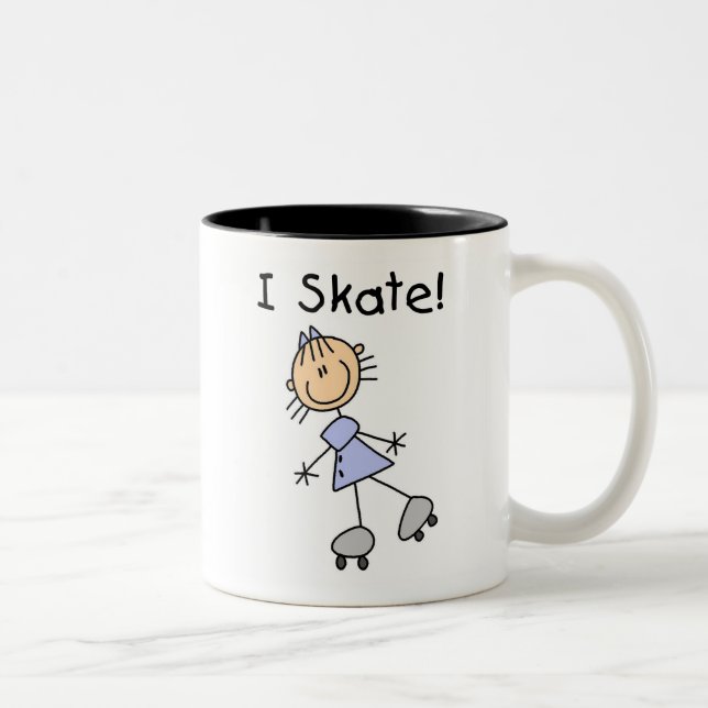 I Skate - Girl Roller Skater Two-Tone Coffee Mug (Right)
