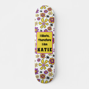 I Skate Groovy Retro Customizable Name Skateboard