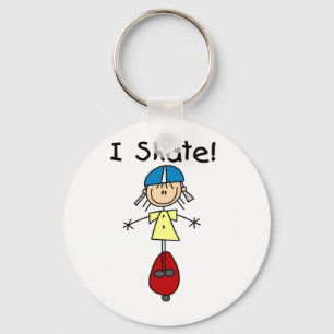I Skate Skateboarding Girl Keychain