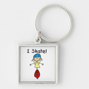 I Skate Skateboarding Girl Keychain