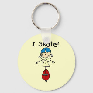 I Skate Skateboarding Girl Keychain